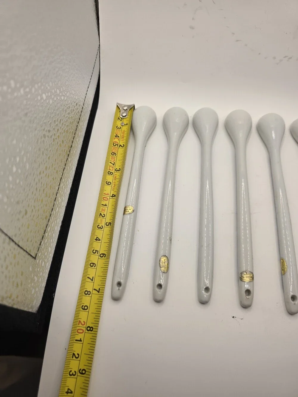 St. Dalfour Set of 6 Vintage French Porcelain Jam Tea 7” Spoons Blue White